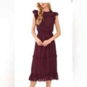 CeCe Sleeveless Clip Dot Dress - sz L - NWT - Rich Cabernet Burgundy
